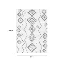 Tappeto shaggy per interni, stile berbero, crema e multicolore