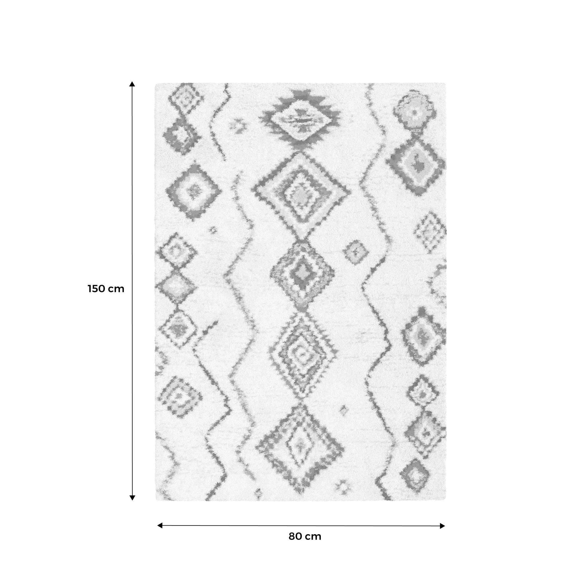 Tappeto shaggy per interni, stile berbero, crema e multicolore