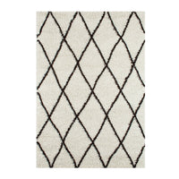 Tappeto interno shaggy, stile berbero, bianco e nero