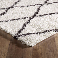 Tappeto interno shaggy, stile berbero, bianco e nero