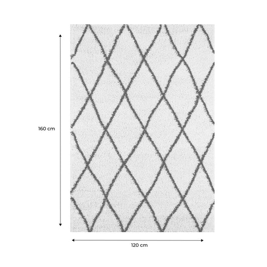 Tappeto interno shaggy, stile berbero, bianco e nero