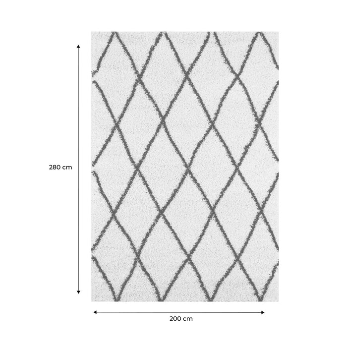 Tappeto interno shaggy, stile berbero, bianco e nero