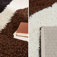 Tappeto da interno shaggy motivi geometrici beige, marrone, nero