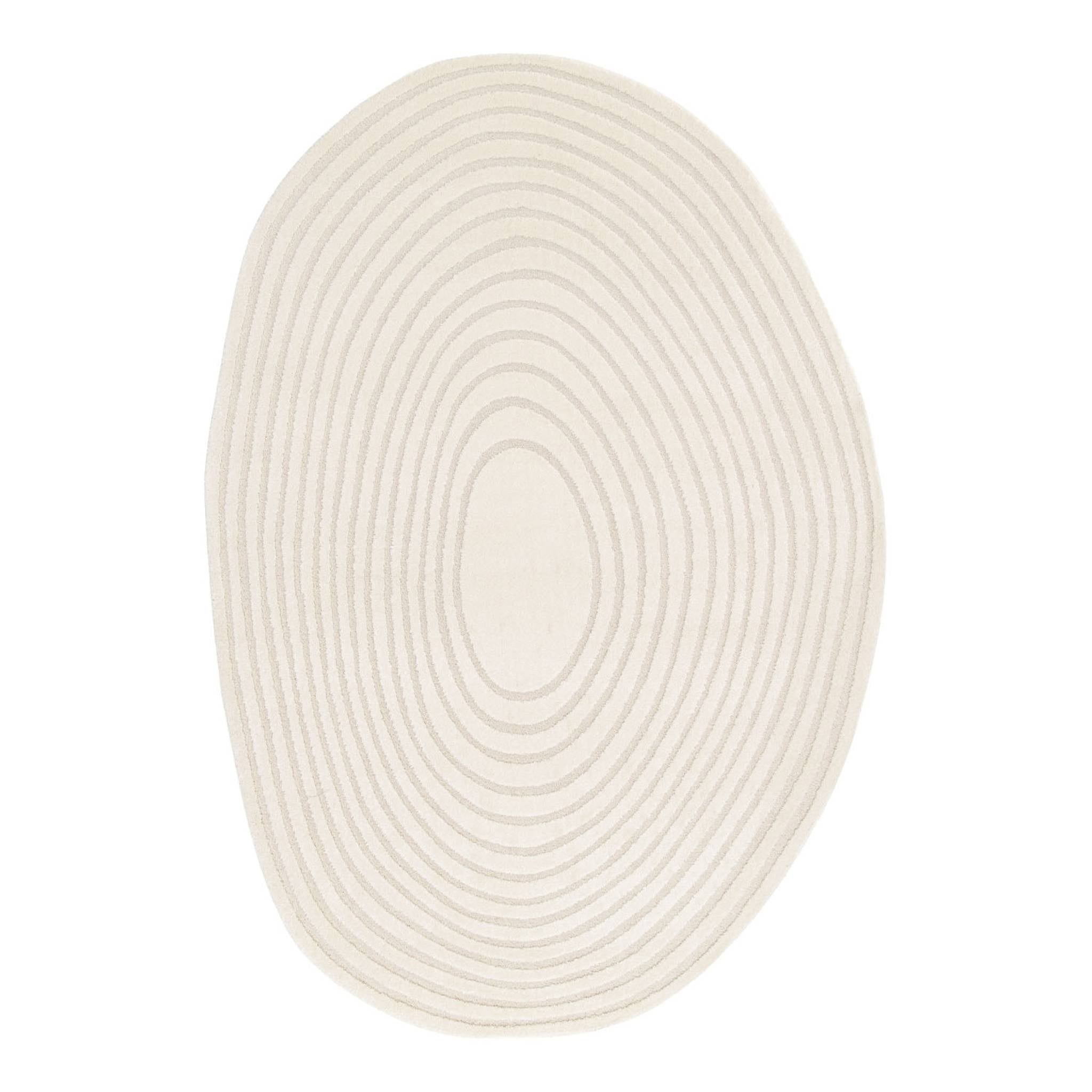 Tappeto interno forma di ciottolo motivo circolare crema, crema