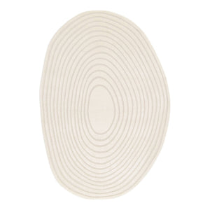 Tappeto interno forma di ciottolo motivo circolare crema, crema