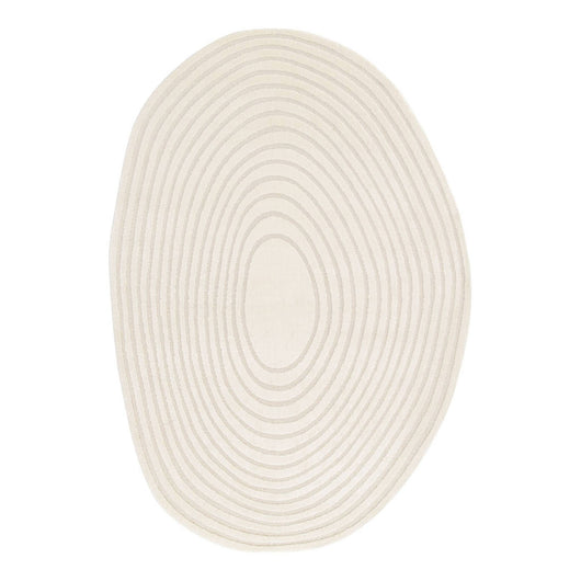 Tappeto interno forma di ciottolo motivo circolare crema, crema