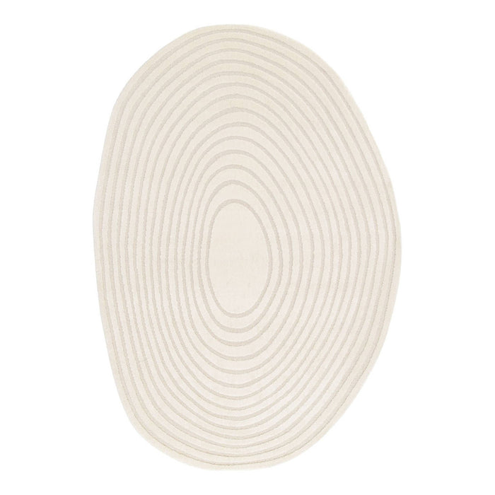 Tappeto interno forma di ciottolo motivo circolare crema, crema