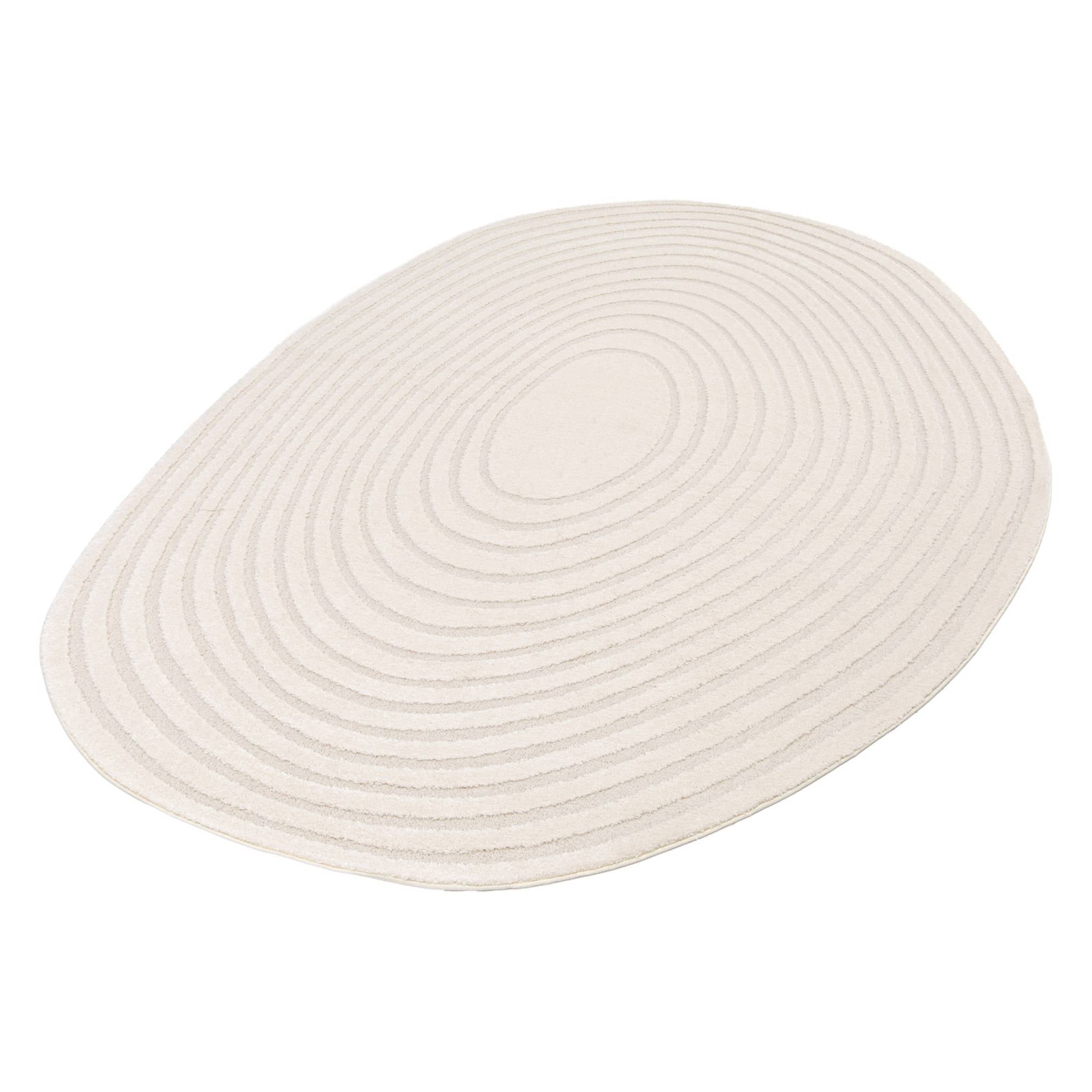 Tappeto interno forma di ciottolo motivo circolare crema, crema