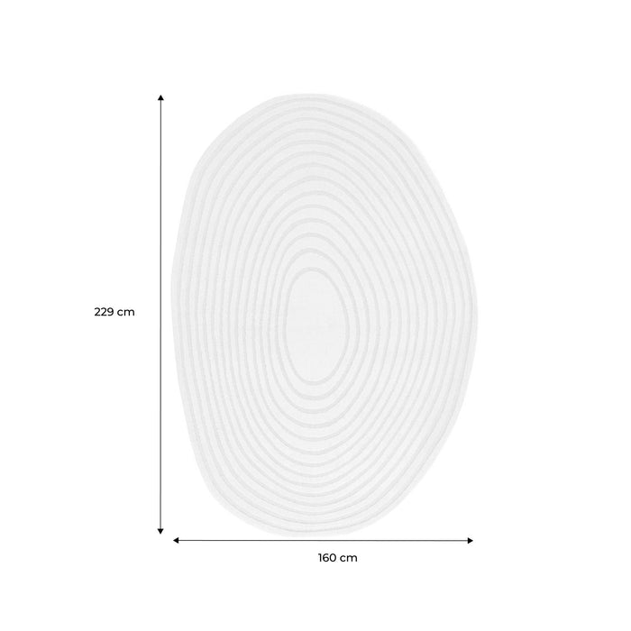 Tappeto interno forma di ciottolo motivo circolare crema, crema