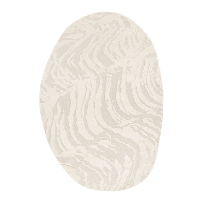 Tappeto interno a forma di ciottolo con rilievo crema, crema