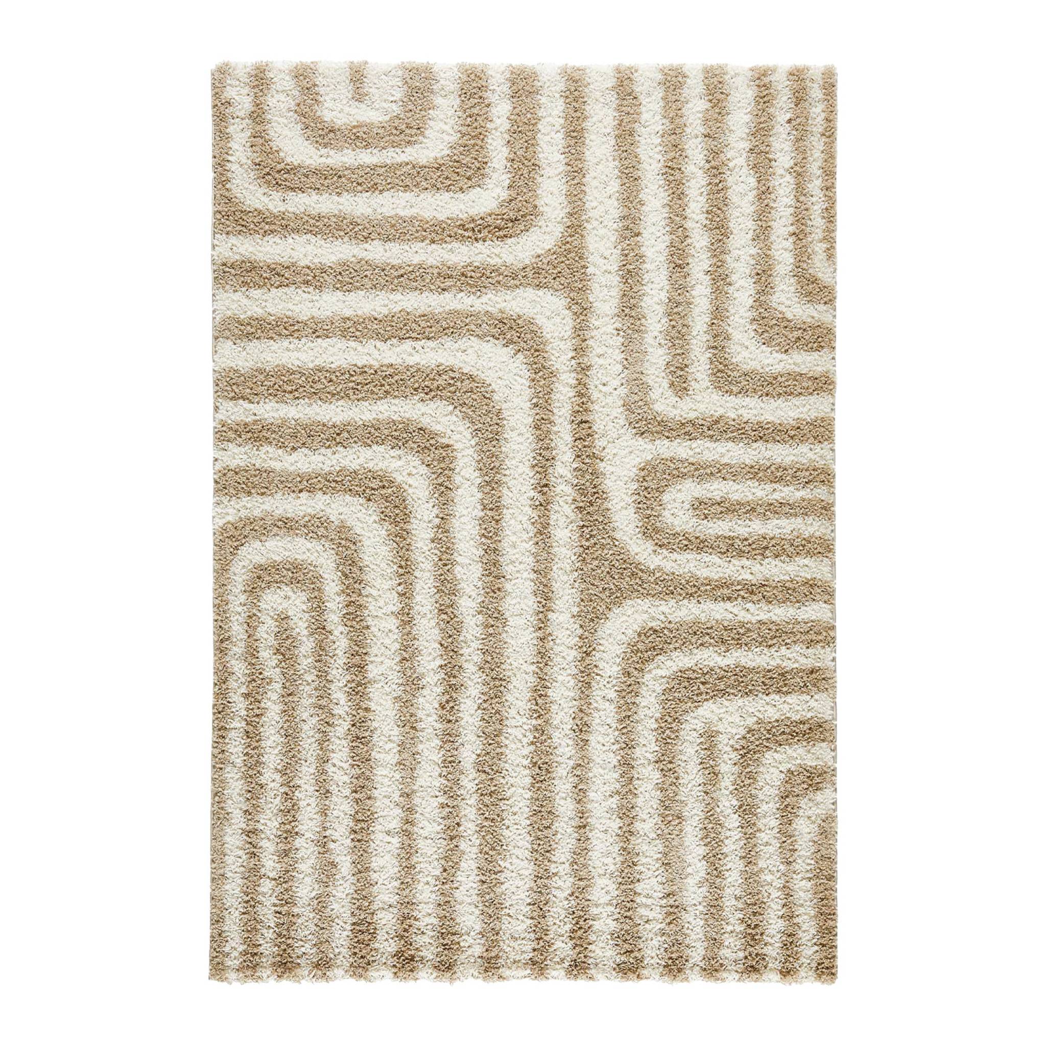 Tappeto interno shaggy motivi geometrici beige