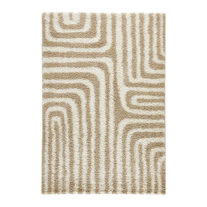 Tappeto interno shaggy motivi geometrici beige