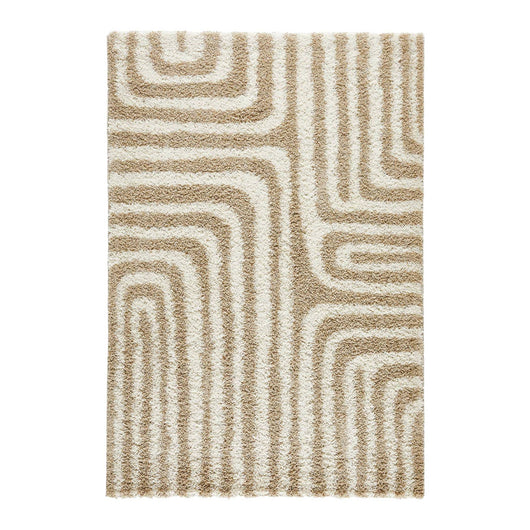 Tappeto interno shaggy motivi geometrici beige