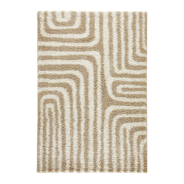 Tappeto interno shaggy motivi geometrici beige