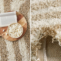 Tappeto interno shaggy motivi geometrici beige