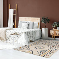 Tappeto interno motivo berbero crema, blu e arancione