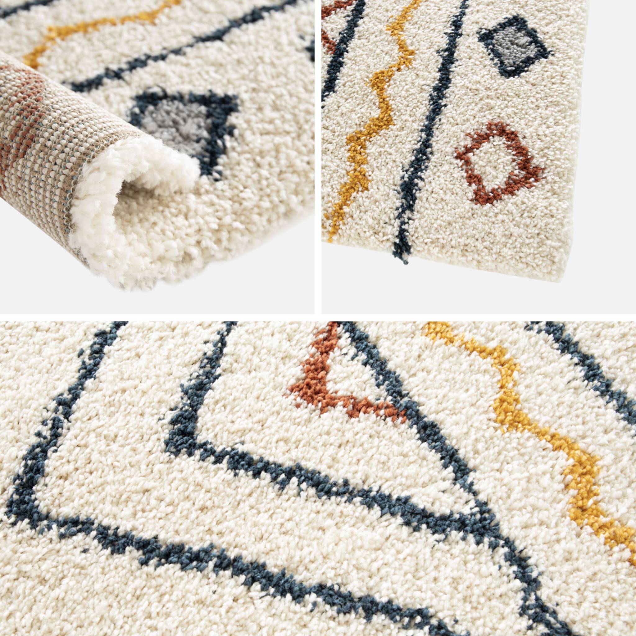 Tappeto interno motivo berbero crema, blu e arancione