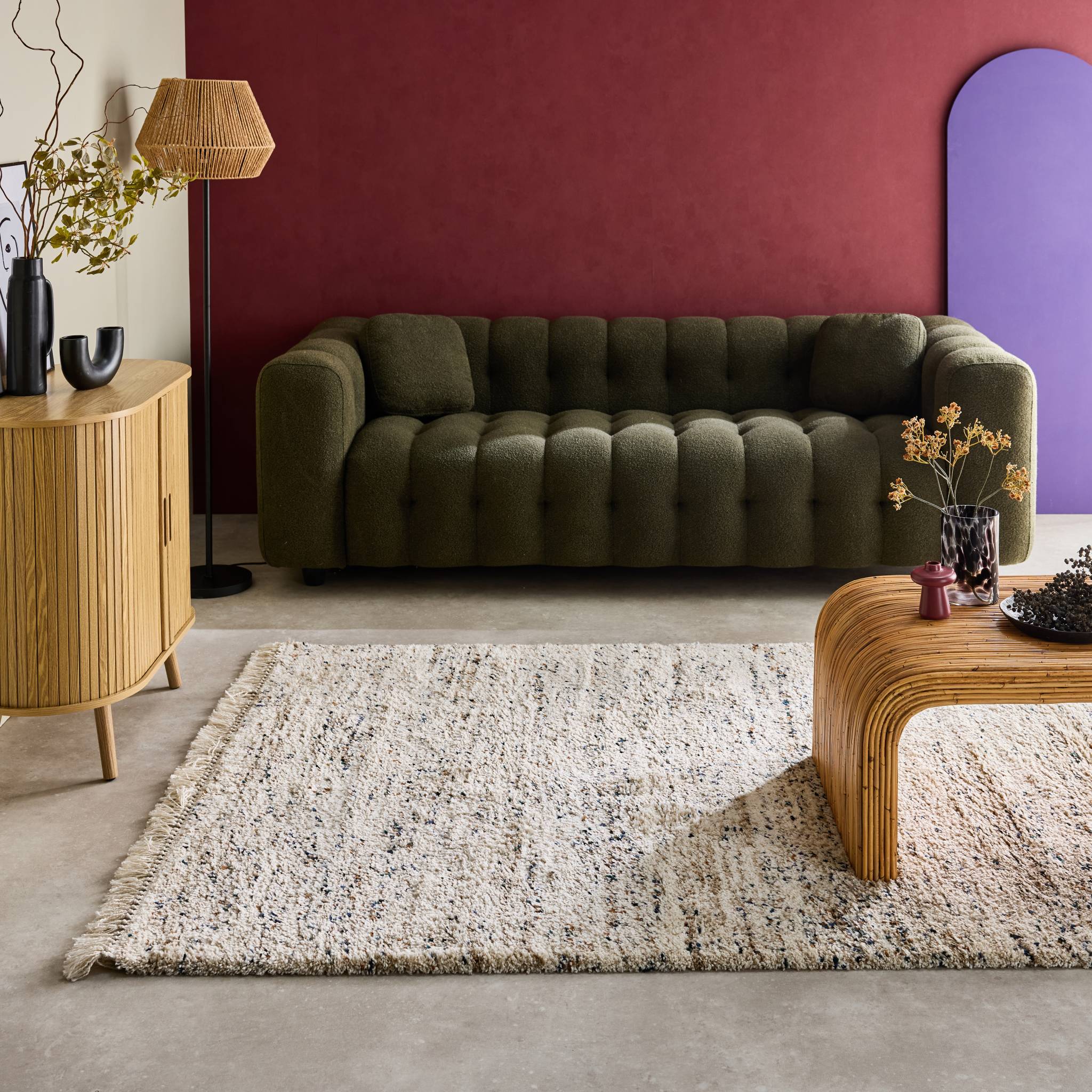 Tappeto per interni con motivo a chiazze, crema