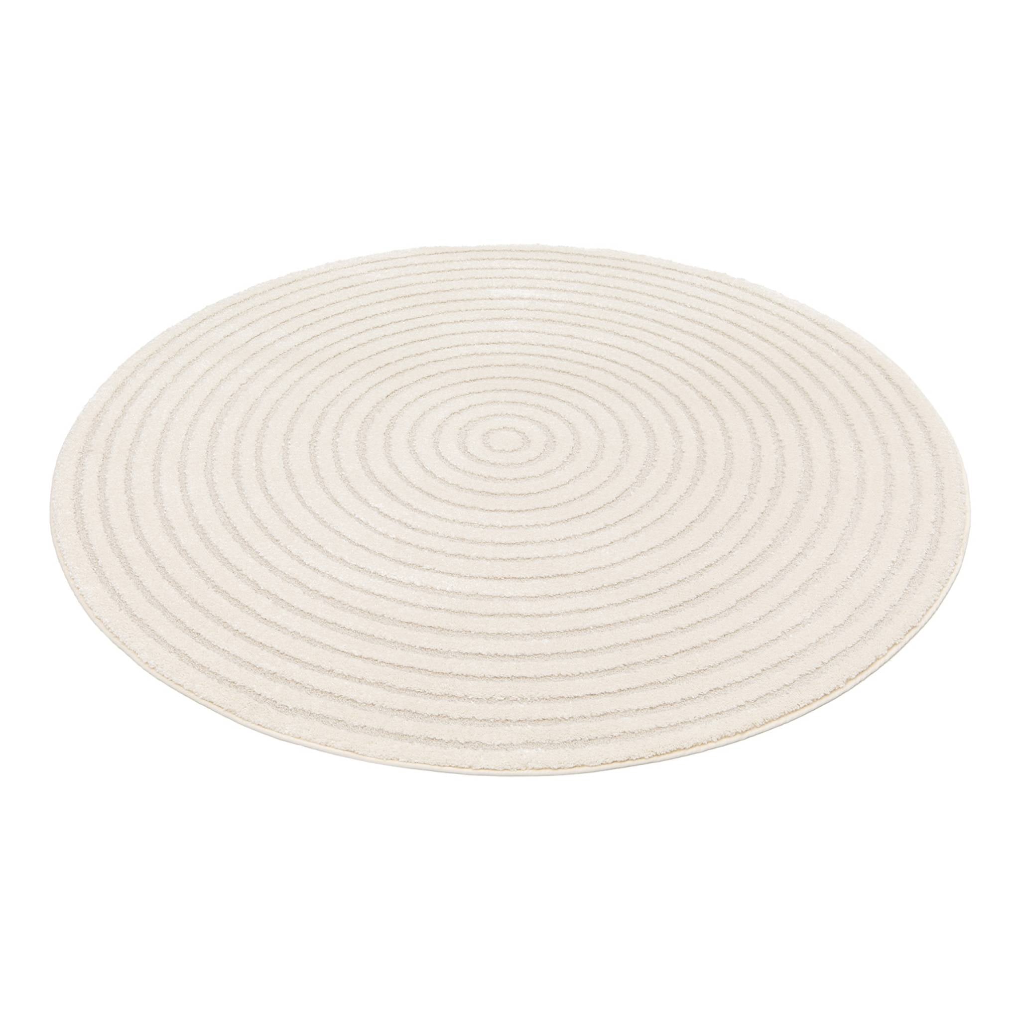 Tappeto per interni con cerchi in rilievo color crema, 160cm, crema