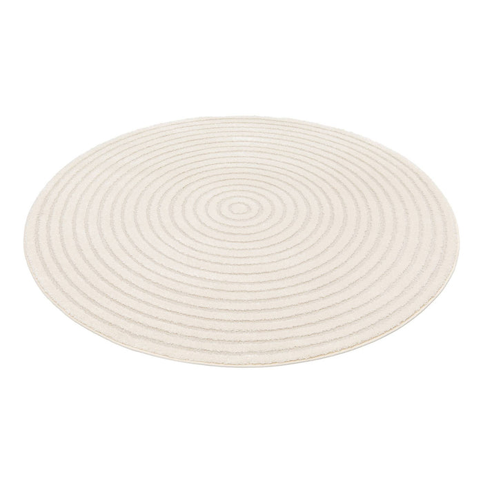 Tappeto per interni con cerchi in rilievo color crema, 160cm, crema