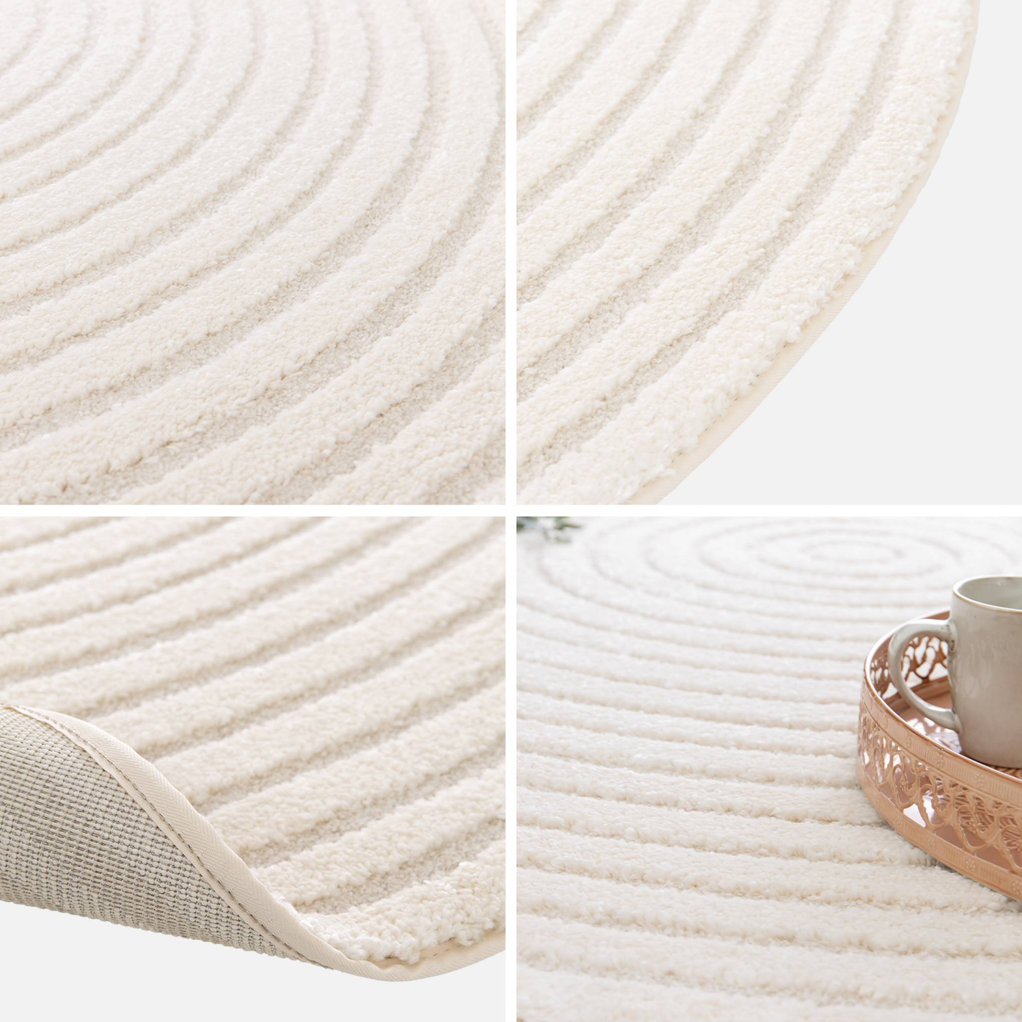 Tappeto per interni con cerchi in rilievo color crema, 160cm, crema