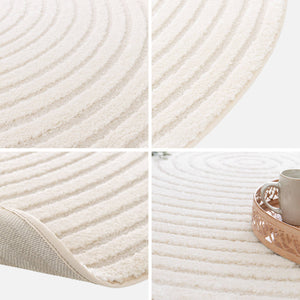 Tappeto per interni con cerchi in rilievo color crema, 160cm, crema