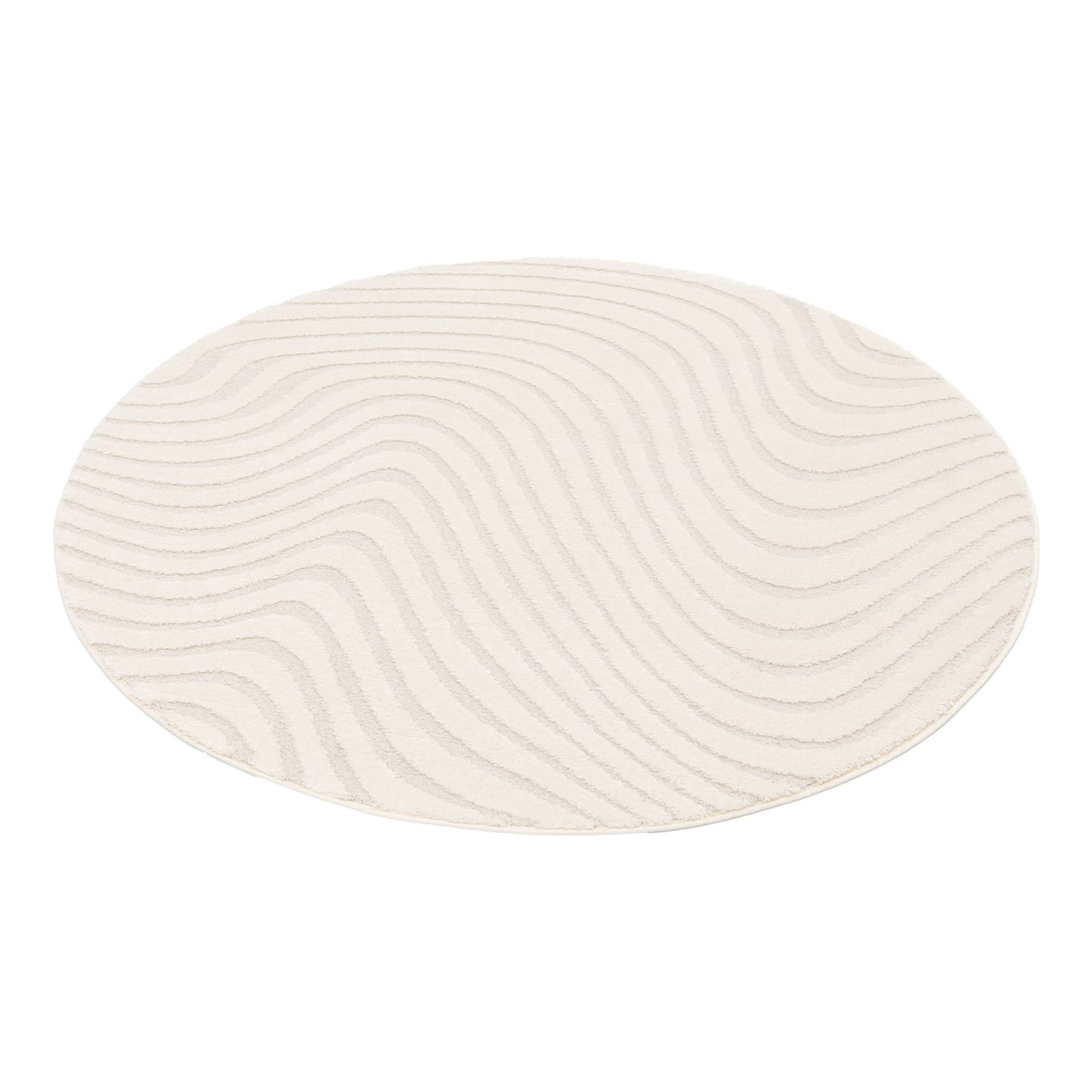 Tappeto per interni con motivi ondulati in rilievo, 160cm, crema