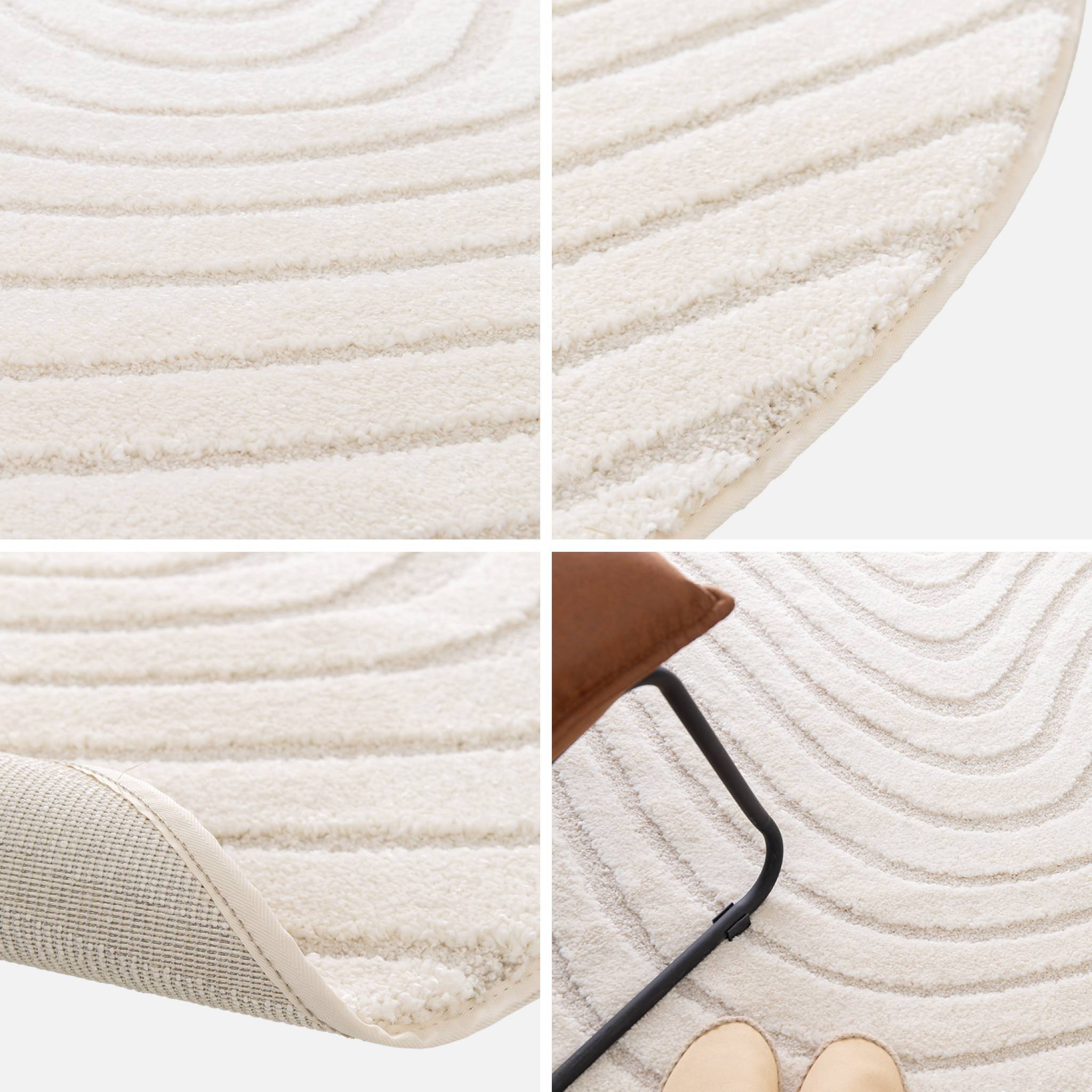 Tappeto per interni con motivi ondulati in rilievo, 160cm, crema