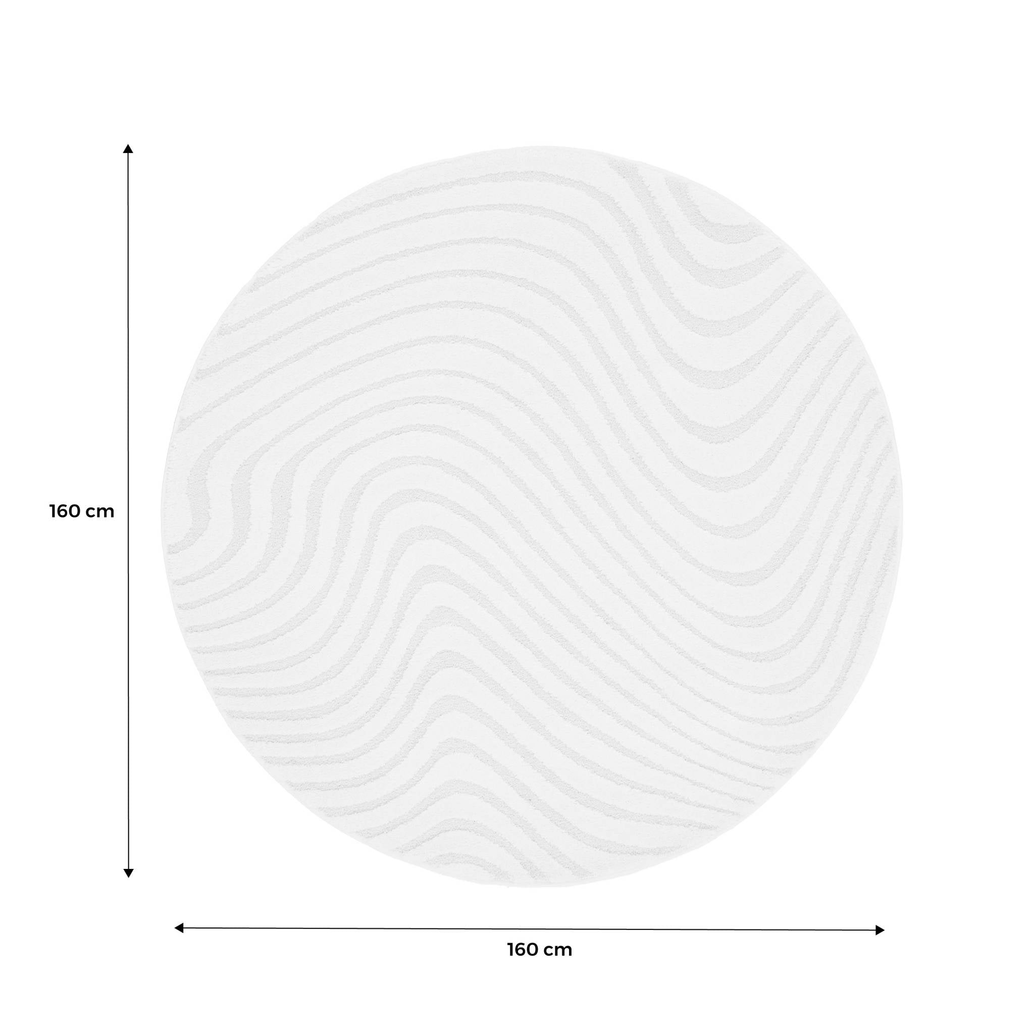Tappeto per interni con motivi ondulati in rilievo, 160cm, crema