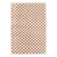 Tappeto vintage a scacchiera rosa e crema