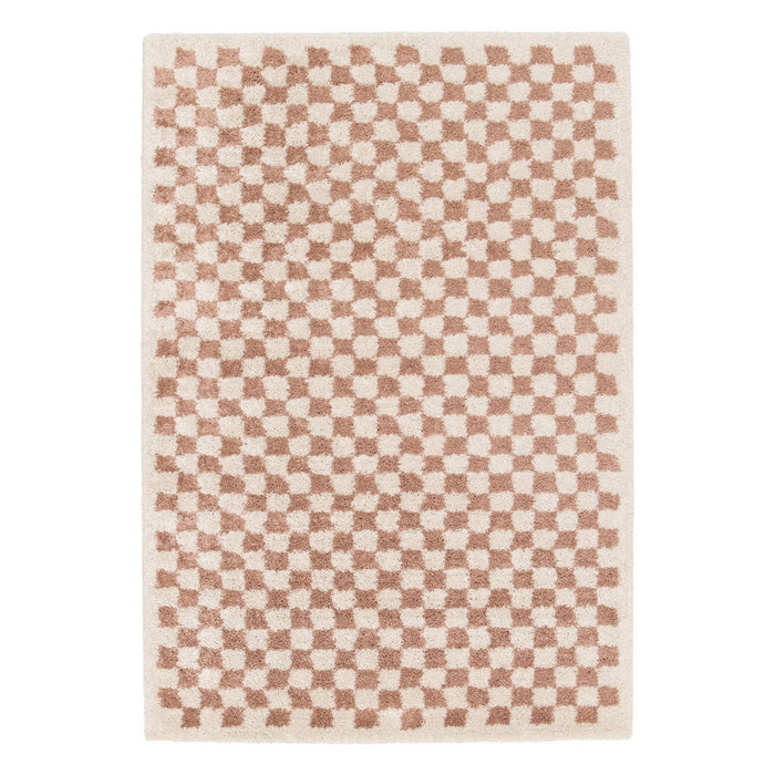 Tappeto shaggy per interni 80x150cm a scacchiera rosa antico i sweeek