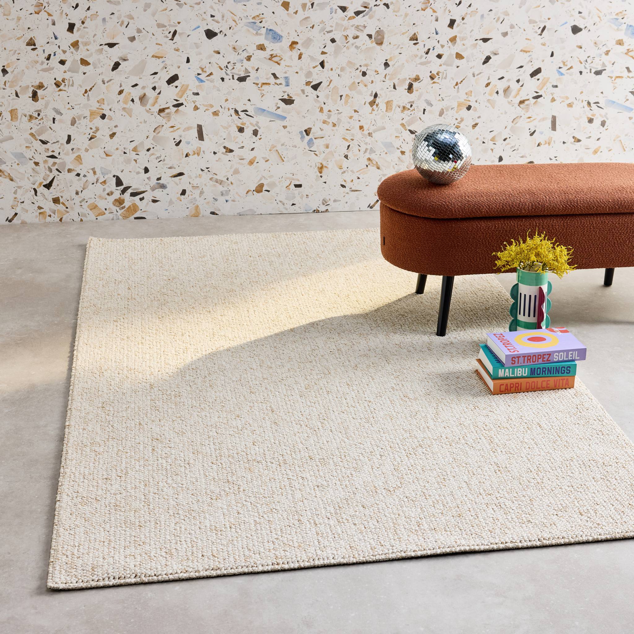 Tappeto interno bouclette crema screziato 120x170cm i sweeek