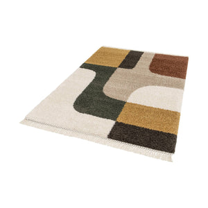 Tappeto interno shaggy motivo geometrico multicolore con frange