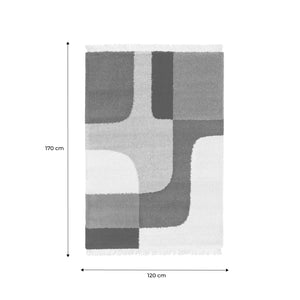 Tappeto shaggy, motivo geometrico, crema