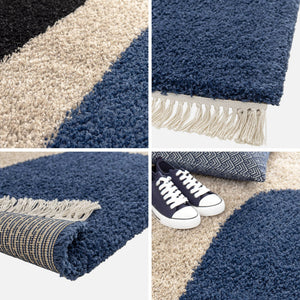 Tappeto shaggy, motivo geometrico, crema