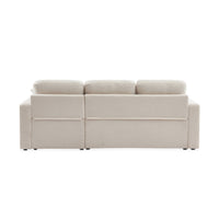 Divano letto angolare e reversibile, 3 posti in tessuto bouclé, crema