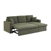 Divano letto angolare e reversibile, 3 posti in tessuto bouclé, verde