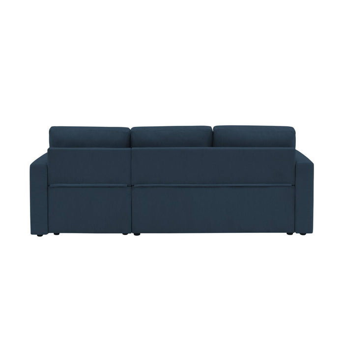 Divano letto angolare in velluto a coste a 3 posti, blu