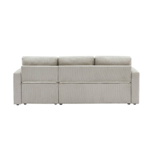 Divano letto angolare in velluto a coste a 3 posti, grigio