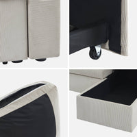 Divano letto angolare in velluto a coste a 3 posti, grigio