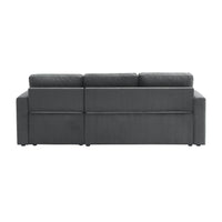 Divano letto angolare in velluto a coste a 3 posti, grigio scuro