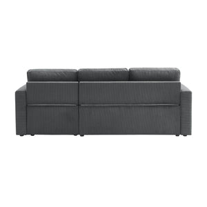 Divano letto angolare in velluto a coste a 3 posti, grigio scuro