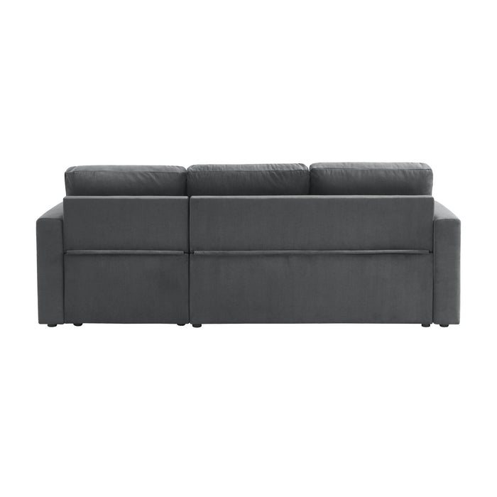 Divano letto angolare in velluto a coste a 3 posti, grigio scuro