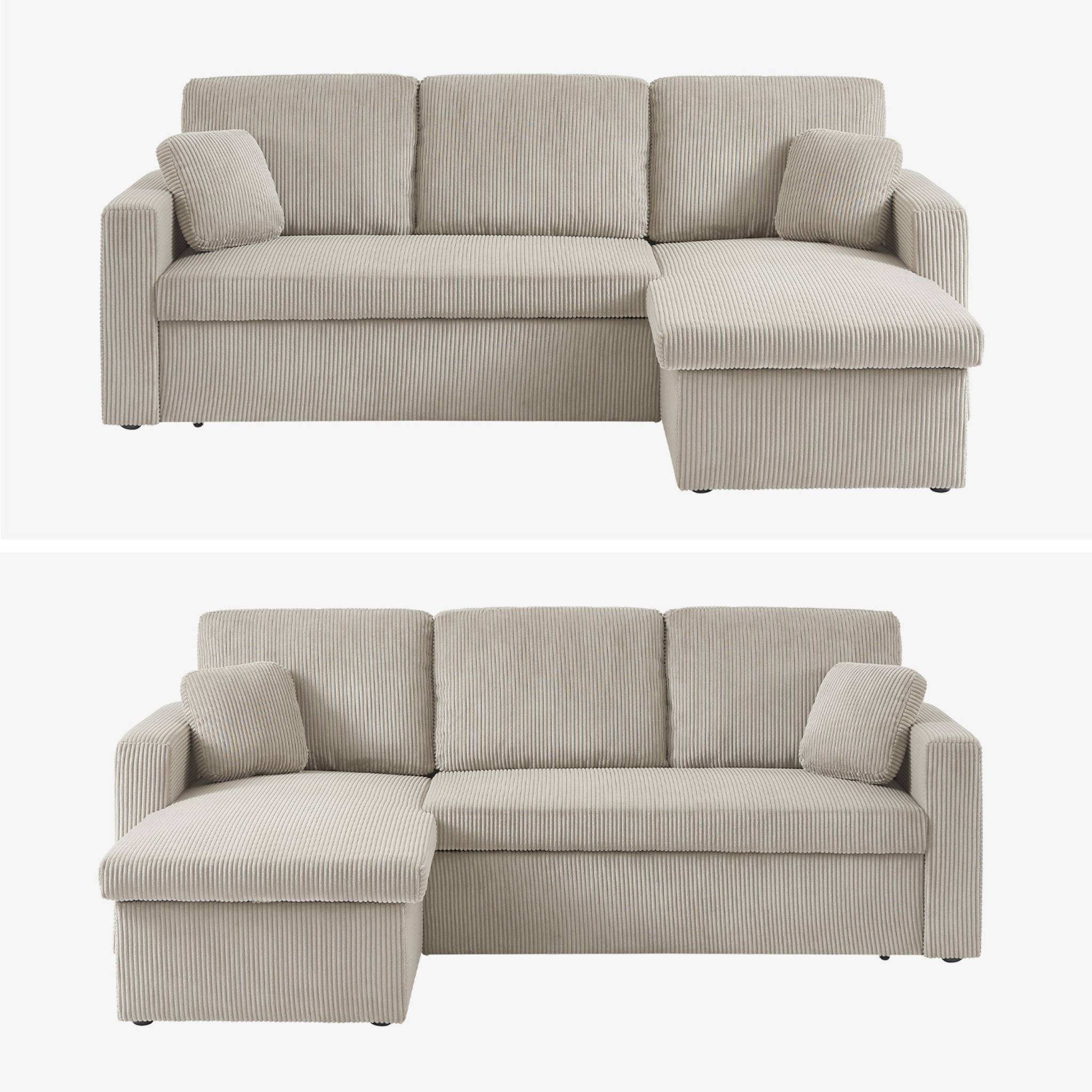 Divano letto angolare e reversibile 3 posti, grigio