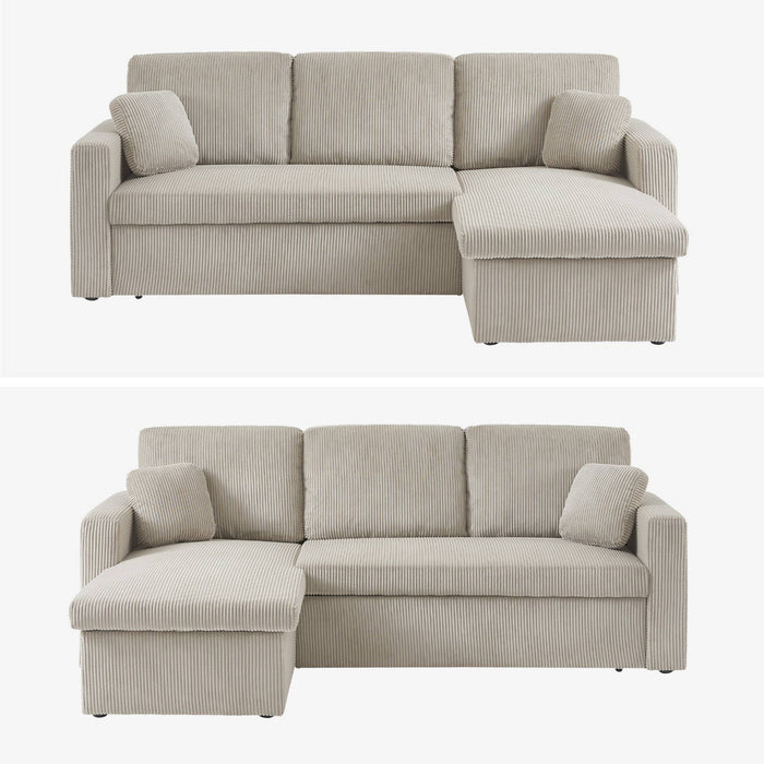 Divano letto angolare e reversibile 3 posti, grigio