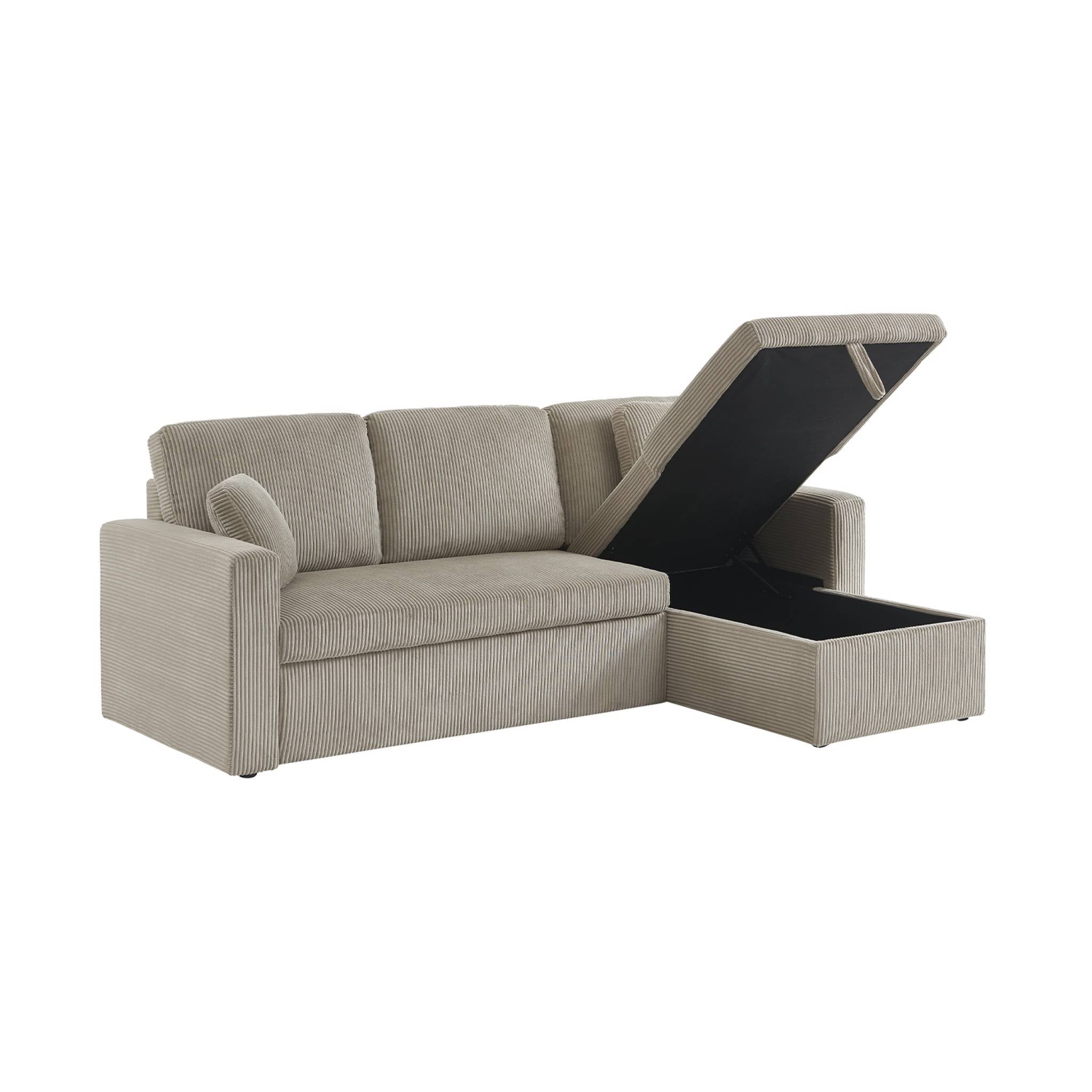 Divano letto angolare e reversibile 3 posti, grigio