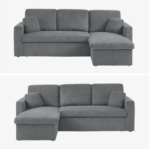 Divano letto angolare e reversibile 3 posti, grigio scuro