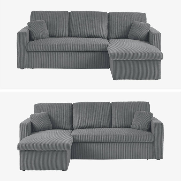 Divano letto angolare e reversibile 3 posti, grigio scuro