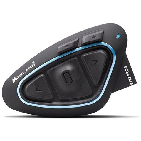 Midland btx2 pro s singolo c1414.04, interfono moto bluetooth singolo, auricolari casco impermeabili ipx6, cancellazione del rumore, fino a 8 persone, batteria 23h, portata 800 m