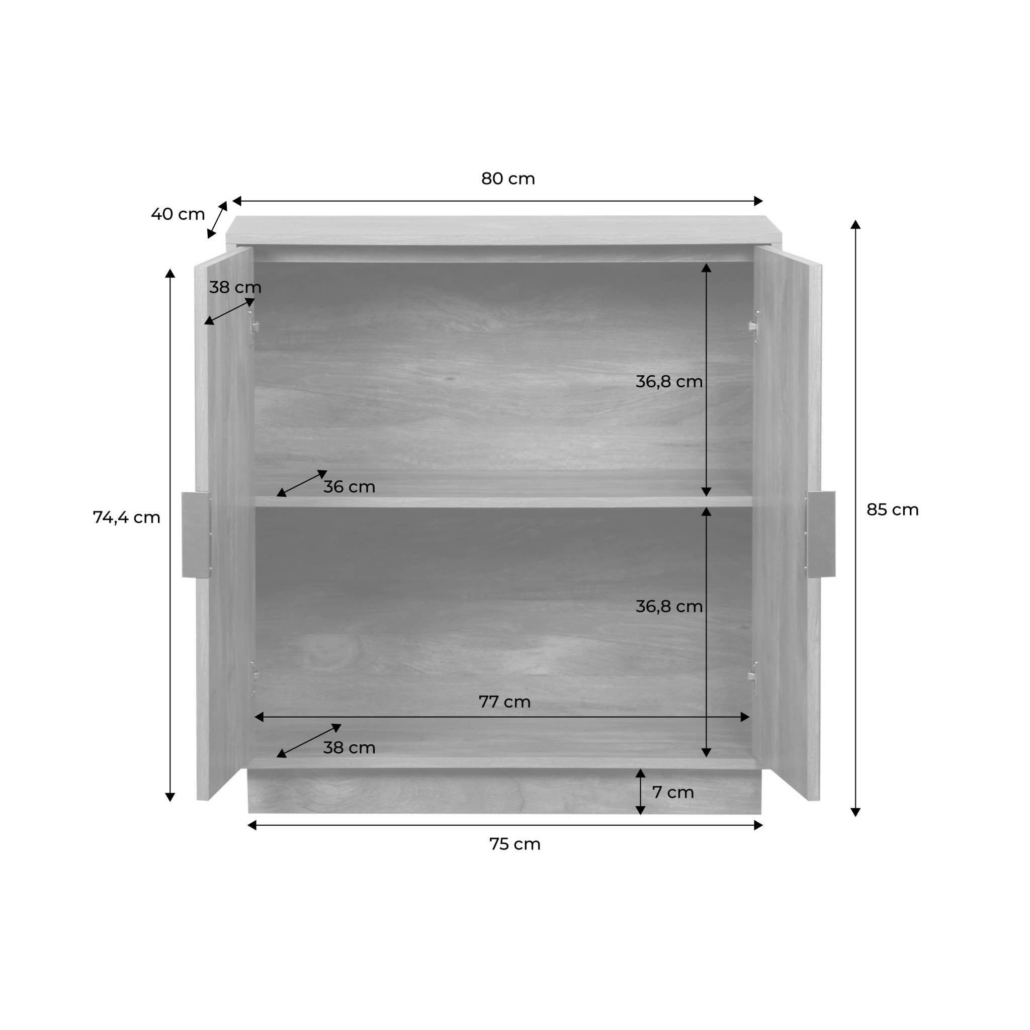 Credenza esotica a 2 ante, 80cm, albero di mango